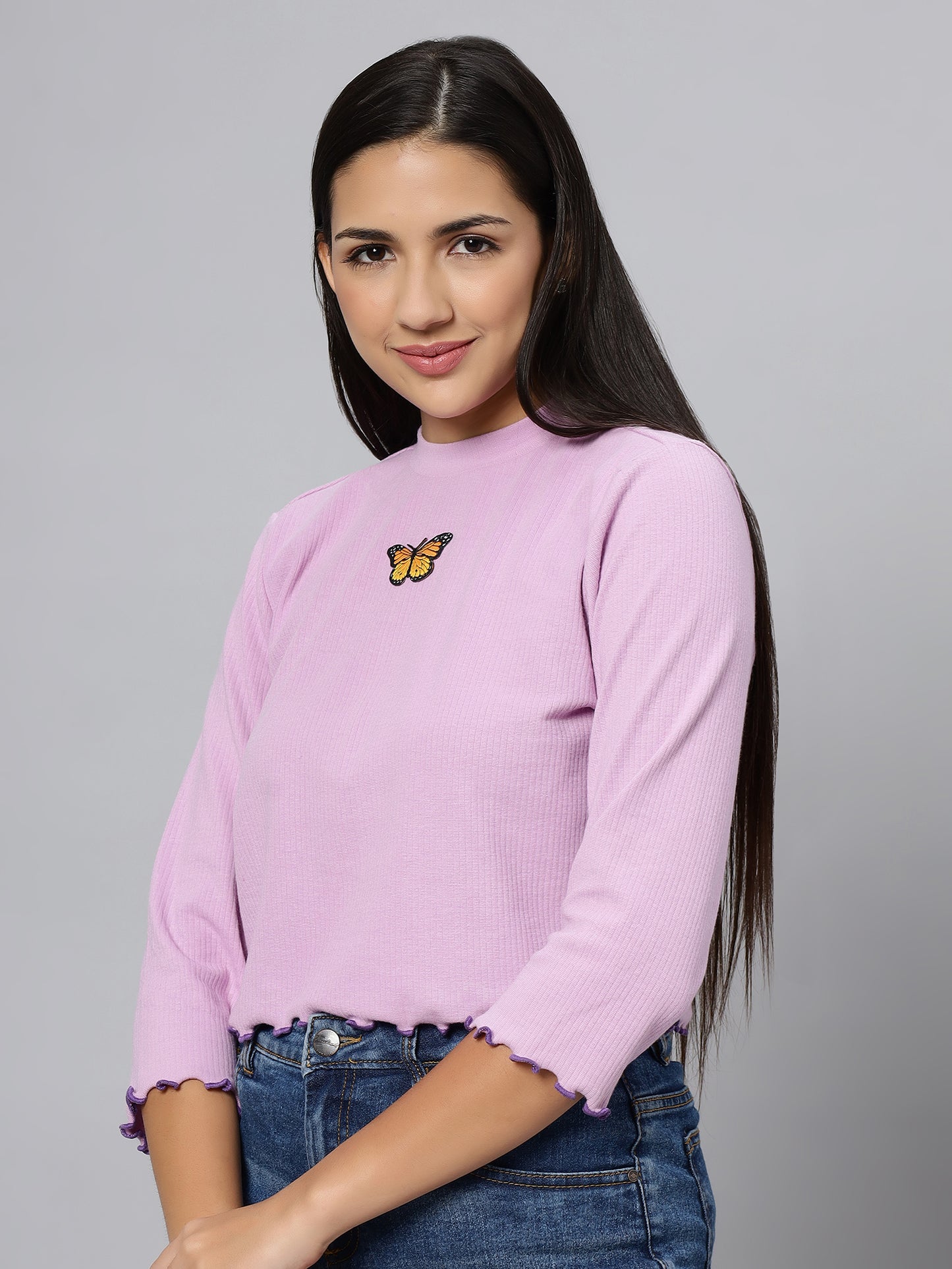 Lavender Butterfly Crop Top
