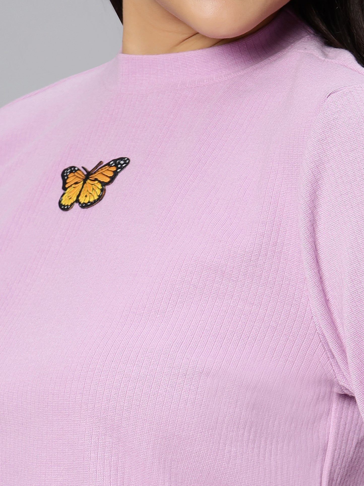 Lavender Butterfly Crop Top