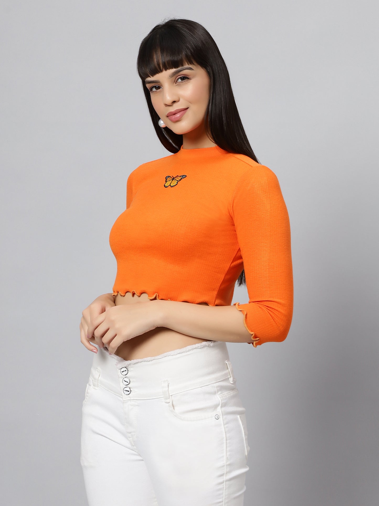 Orange Butterfly Crop Top