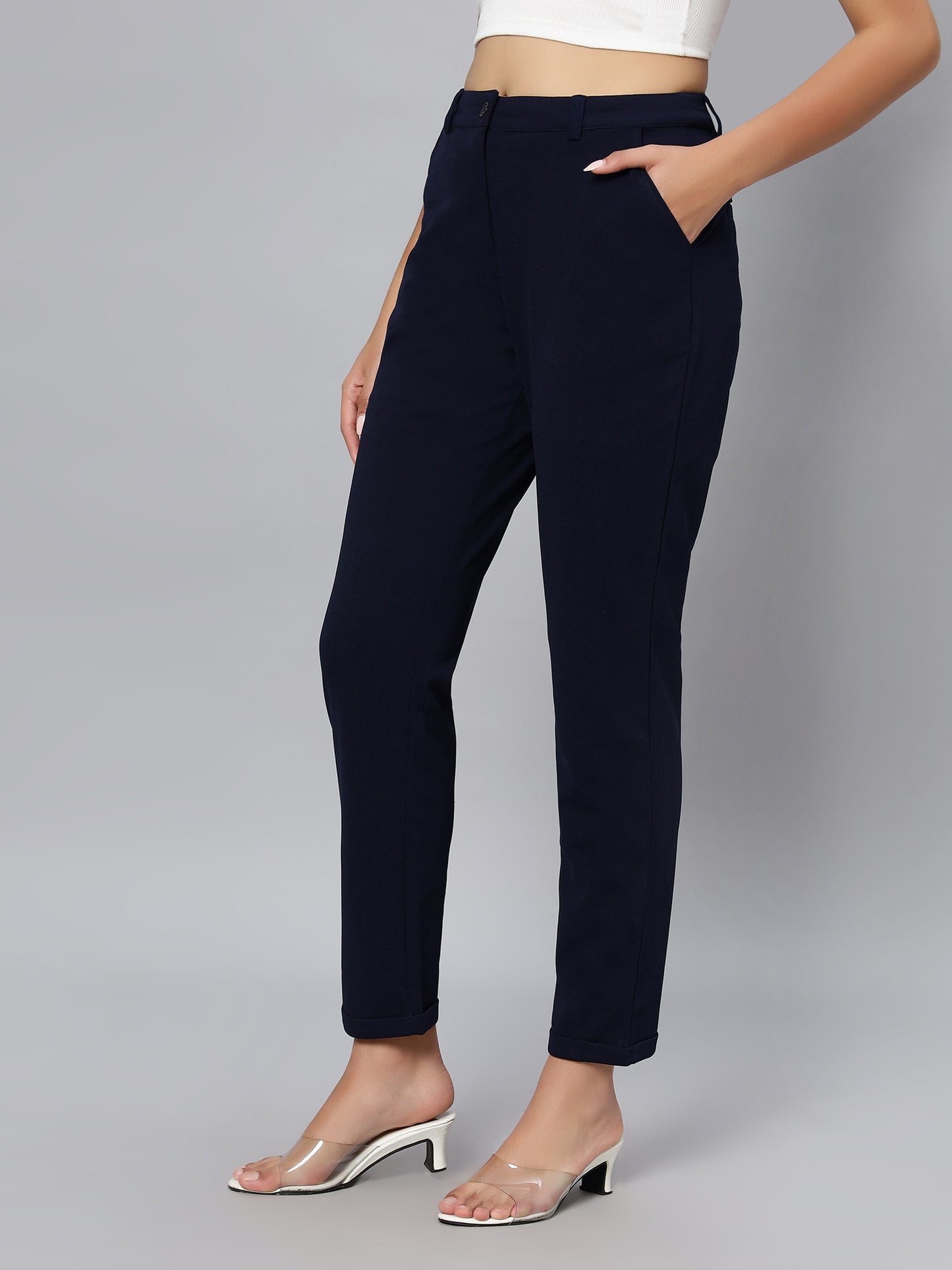 Navy Blue Ankle Length Trouser