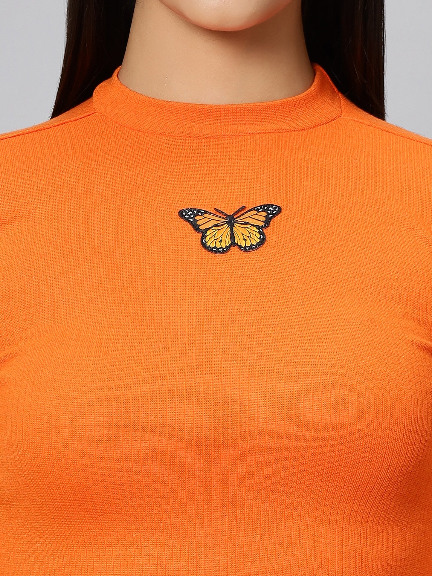 Orange Butterfly Crop Top