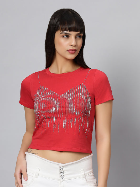 Red Stone Work Crop Top