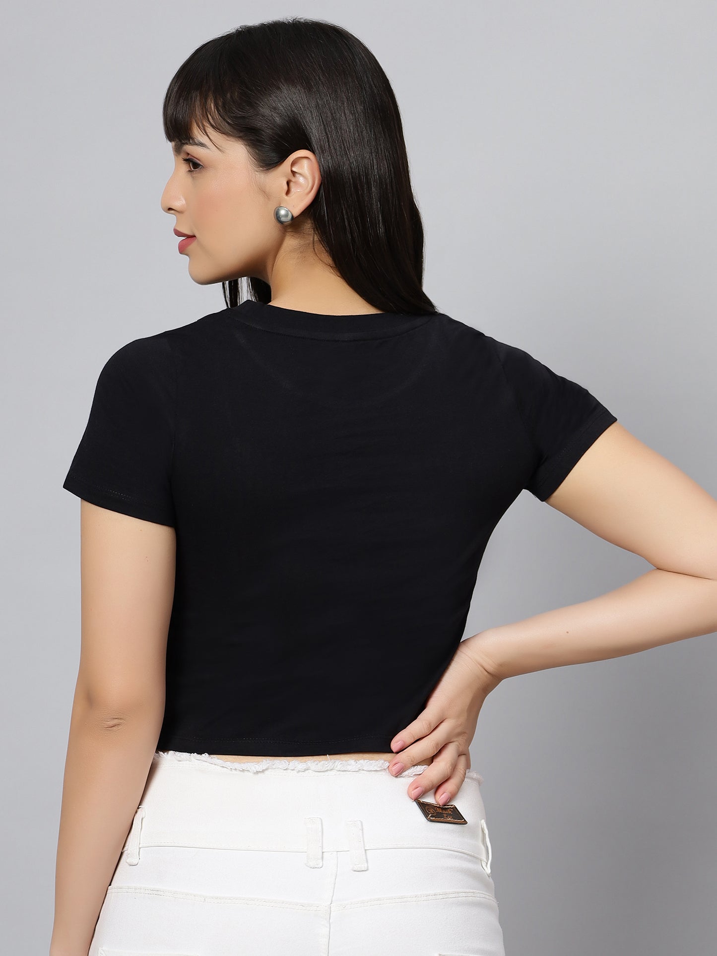 Black Stone Work Crop Top